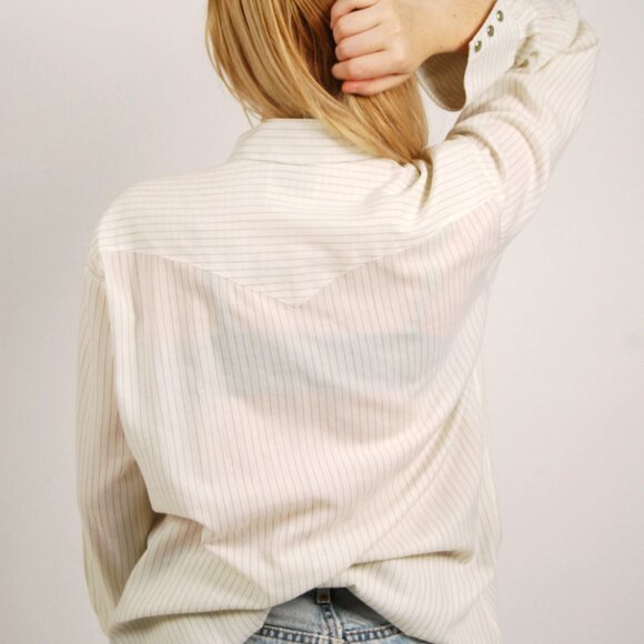 70s Western Button Down ( L) vintage striped ranchwear western rodeo dress shirt - Picture 7 of 8